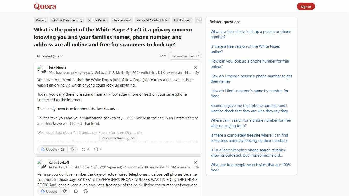 What is the point of the White Pages? Isn’t it a privacy concern knowing you and your families names, phone number, and address are all online and free for scammers to look up? - Quora
